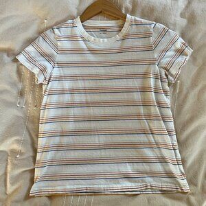 Madewell Boxy Tee with Rainbow Strips